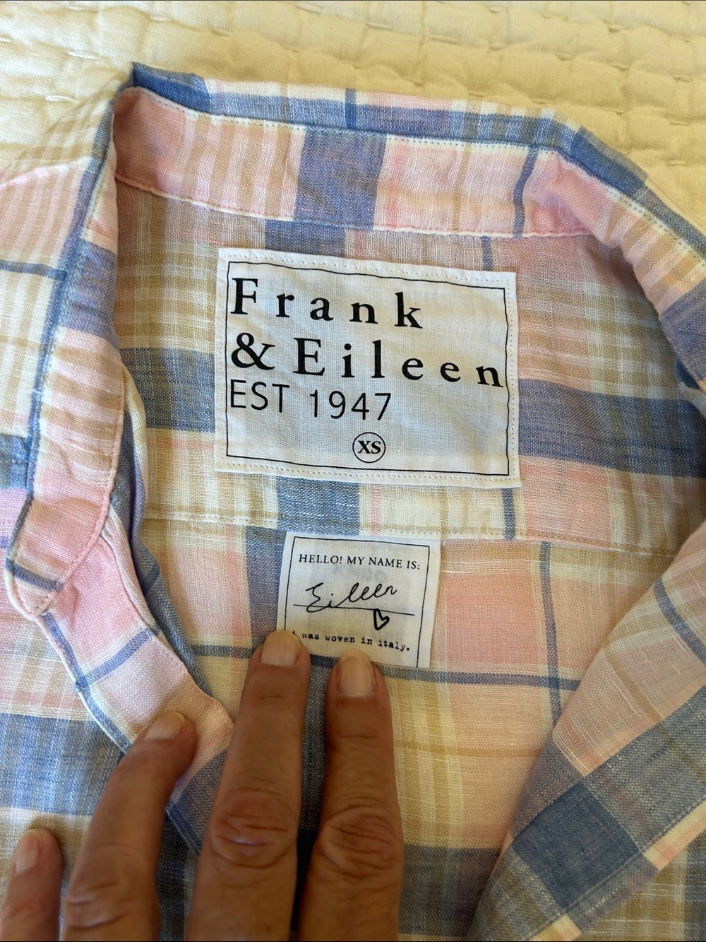 Frank & Eileen Pastel Pink and Light Blue Plaid Button-Down Shirt